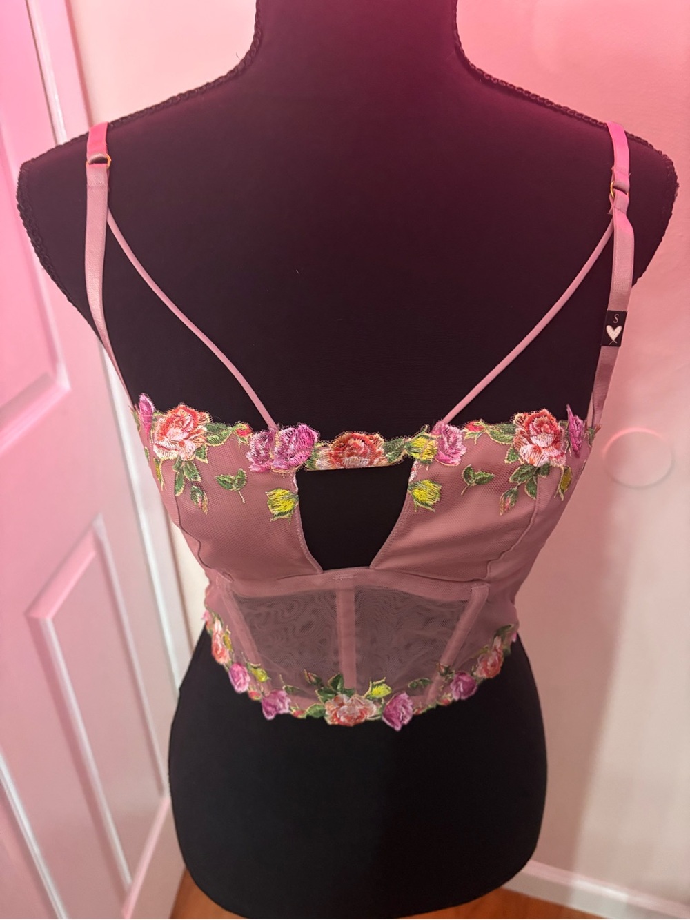 Victoria's Secret Mauve Floral Embroidered Lace Bustier